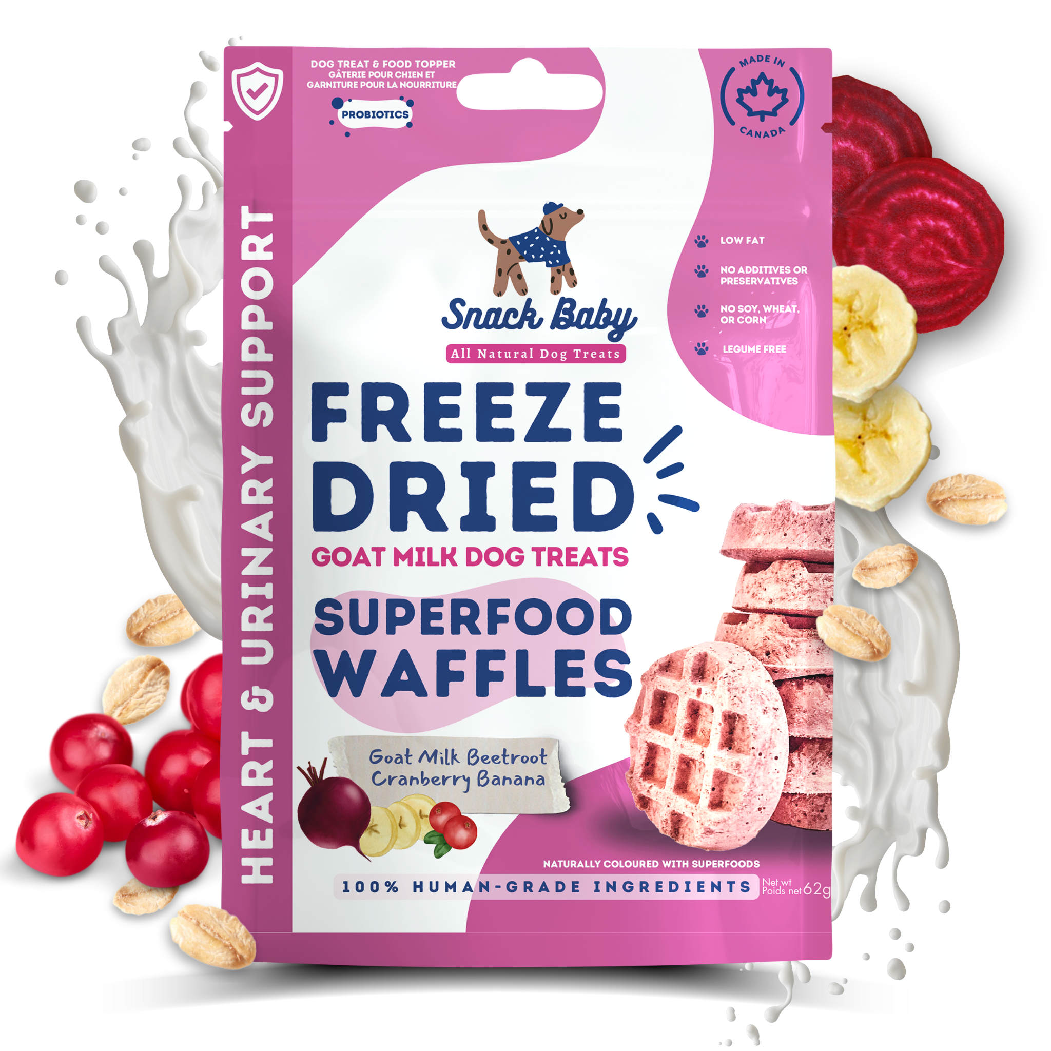 Snack Baby's Superfood Waffles with Cranberry and Beetroot all natural dog treats