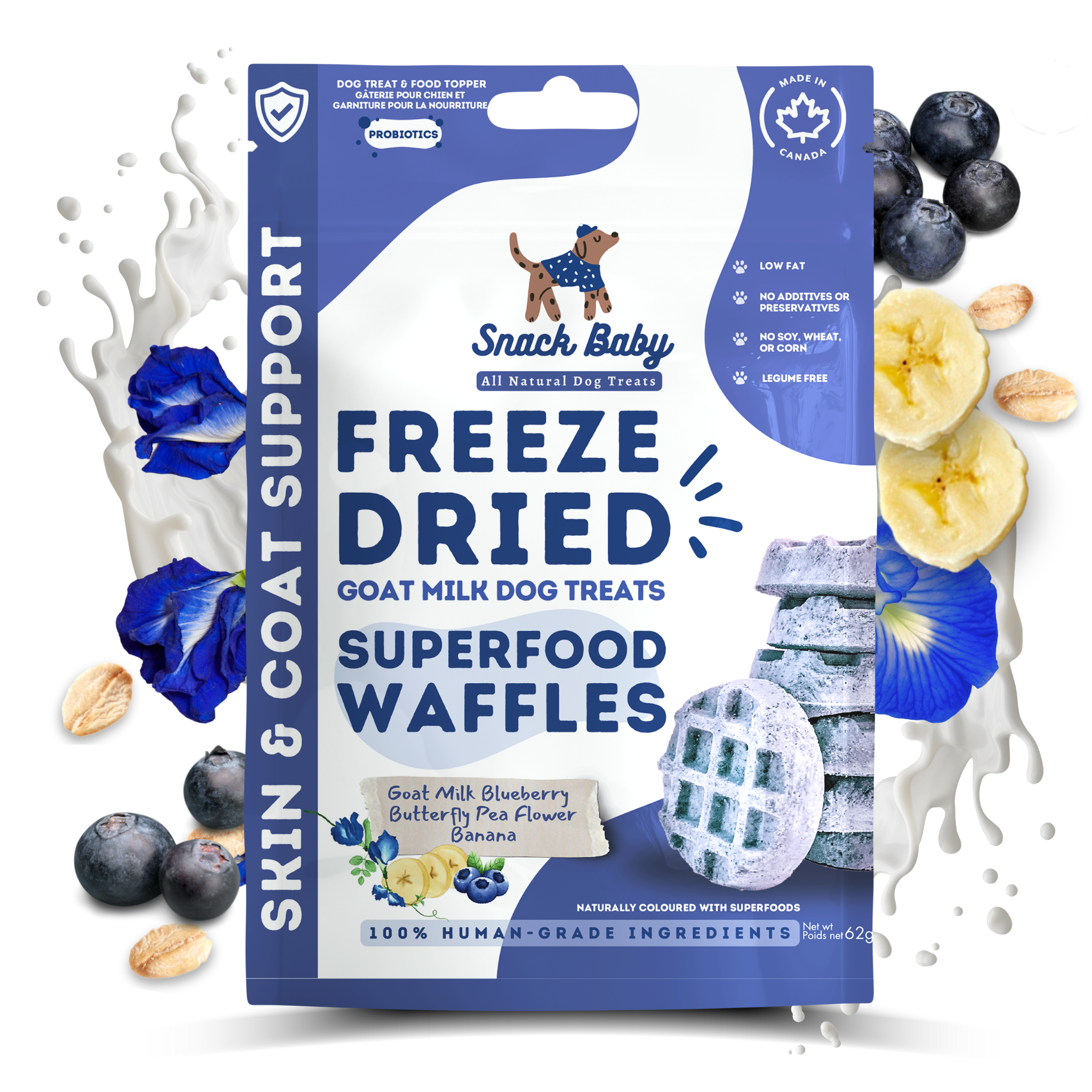 Snack Baby's Superfood Waffles with Blueberry all natural dog treats