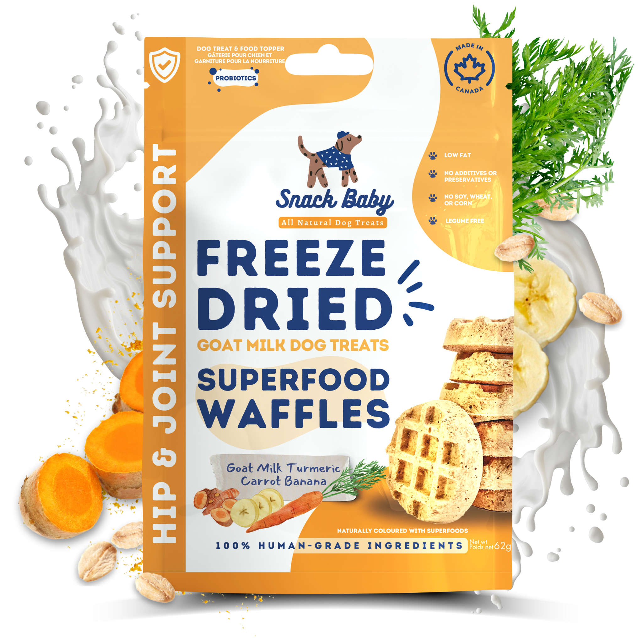 Snack Baby's Superfood Waffles with Turmeric and Carrot all natural dog treats